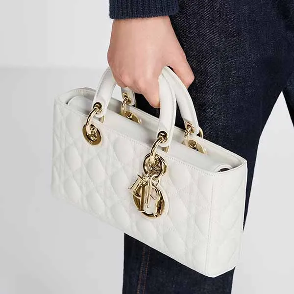 Túi Đeo Vai Nữ Dior Medium Lady D-joy Bag White M0540ONGE-M030 Màu Trắng