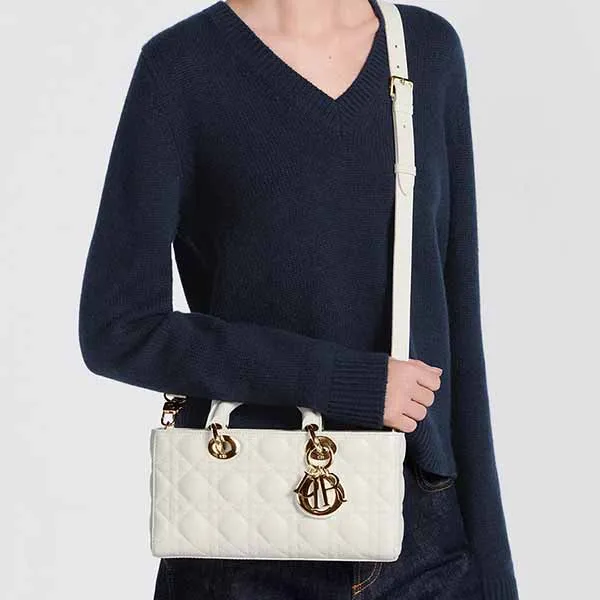 Túi Đeo Vai Nữ Dior Medium Lady D-joy Bag White M0540ONGE-M030 Màu Trắng