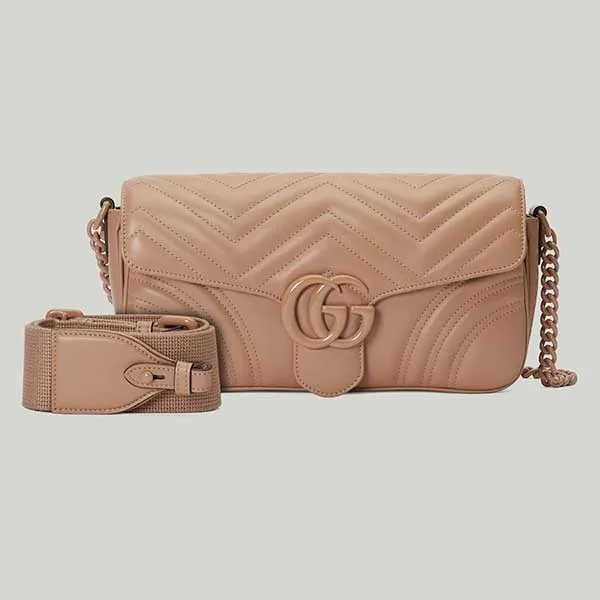 Túi Đeo Vai Nữ Gucci GG Marmont Matelassé Shoulder Bag 734814-DAAAI-2747 Màu Be - Túi xách - Vua Hàng Hiệu