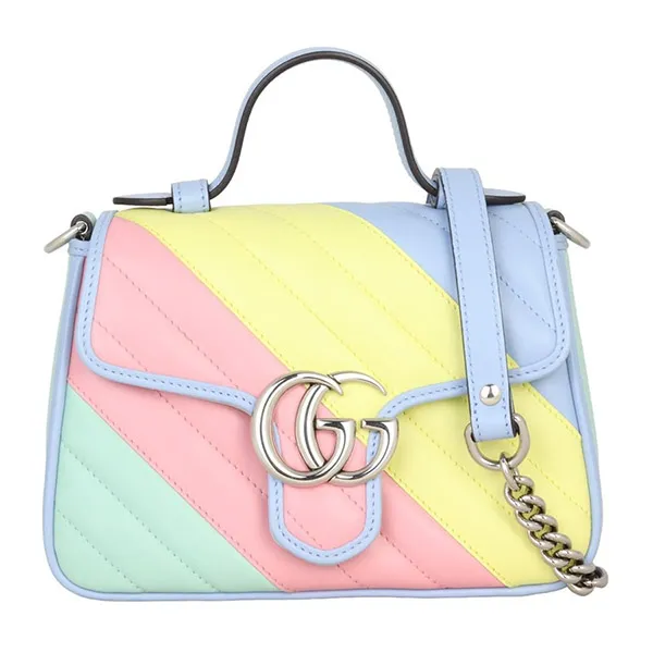 Túi Đeo Vai Nữ Gucci GG Marmont Top Handle Bag Mini Phối Màu