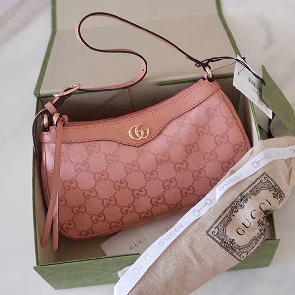 Túi Đeo Vai Nữ Gucci Ophidia Pink Small Shoulder Bag Rose Gold Hardware Màu Hồng