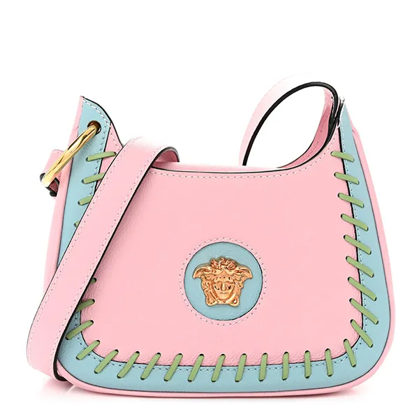 Túi Đeo Vai Nữ Versace Mini La Medusa Whipstitch Leather Hobo Bag Màu Hồng - Túi xách - Vua Hàng Hiệu