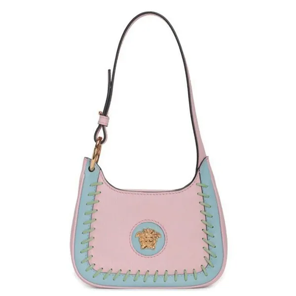 Túi Đeo Vai Nữ Versace Mini La Medusa Whipstitch Leather Hobo Bag Màu Hồng - Túi xách - Vua Hàng Hiệu