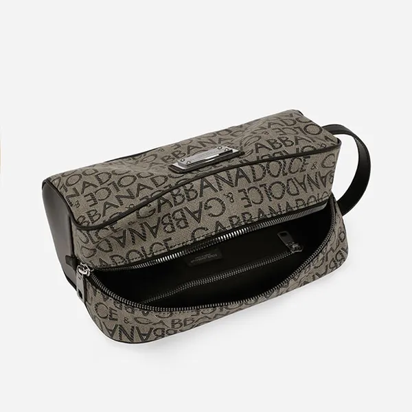 Túi Cầm Tay Nam Dolce & Gabbana D&G Coated Jacquard Toiletry Bag Màu Be - Túi xách - Vua Hàng Hiệu