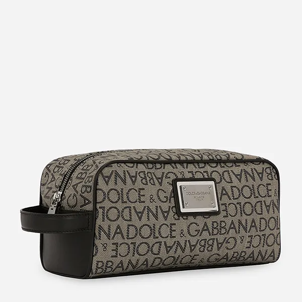 Túi Cầm Tay Nam Dolce & Gabbana D&G Coated Jacquard Toiletry Bag Màu Be - Túi xách - Vua Hàng Hiệu