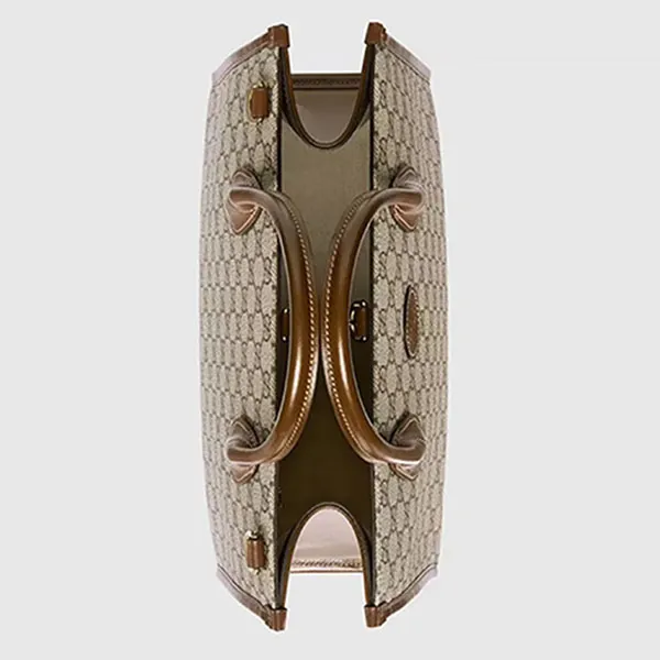 Túi Tote Nữ Gucci GG Supreme Small Tote Bag Màu Nâu Be Size 31
