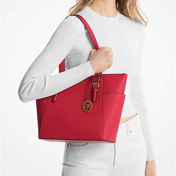 Túi Tote Nữ Michael Kors MK Charlotte Large Saffiano Leather Top Zip Tote Bag 35T0GCFT7L Màu Đỏ - Túi xách - Vua Hàng Hiệu