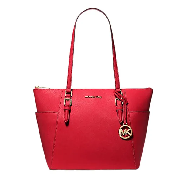 Túi Tote Nữ Michael Kors MK Charlotte Large Saffiano Leather Top Zip Tote Bag 35T0GCFT7L Màu Đỏ - Túi xách - Vua Hàng Hiệu