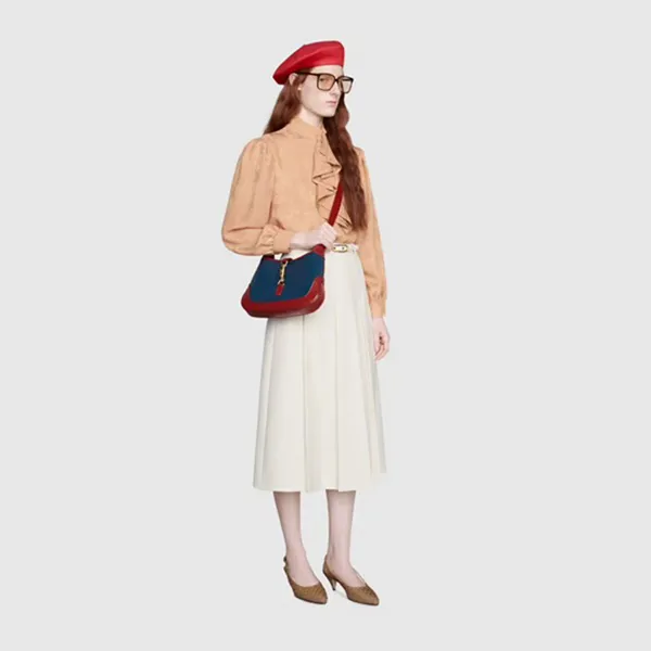 Túi Xách Gucci Jackie 1961 Small Shoulder Navy 636706-10OBG-4484 Xanh Đỏ - Túi xách - Vua Hàng Hiệu