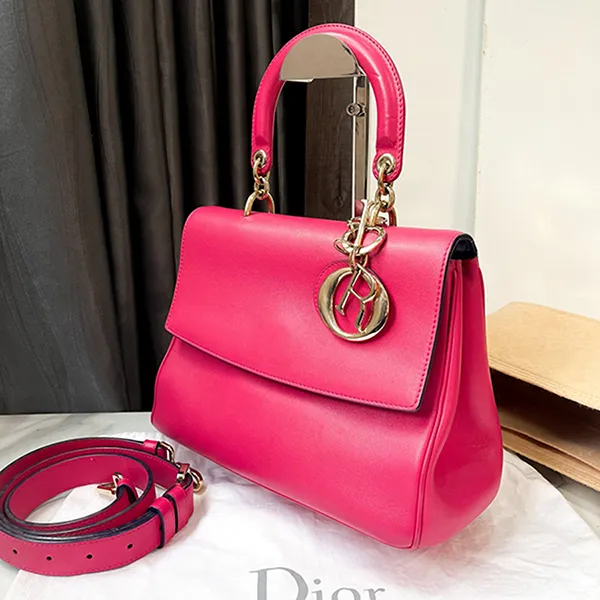 Túi Xách Nữ Christian Dior Pink Leather Small Be Dior Flap Top Handle Bag Màu Hồng - Túi xách - Vua Hàng Hiệu