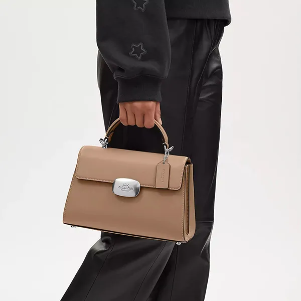 Túi Xách Nữ Coach Eliza Top Handle Bag CP006 Silver/Taupe Màu Nâu Sẫm - Túi xách - Vua Hàng Hiệu
