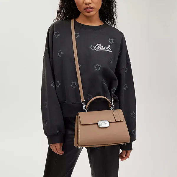Túi Xách Nữ Coach Eliza Top Handle Bag CP006 Silver/Taupe Màu Nâu Sẫm - Túi xách - Vua Hàng Hiệu