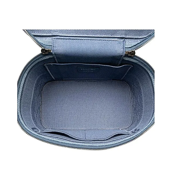 Túi Xách Nữ Dior Cannage Handbag Embroidered Travel Vanity Màu Xanh Blue - Túi xách - Vua Hàng Hiệu