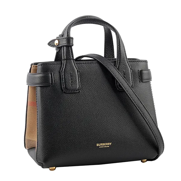 Túi Xách Tay Nữ Burberry Check Baby Banner Bag 80670501 Màu Đen