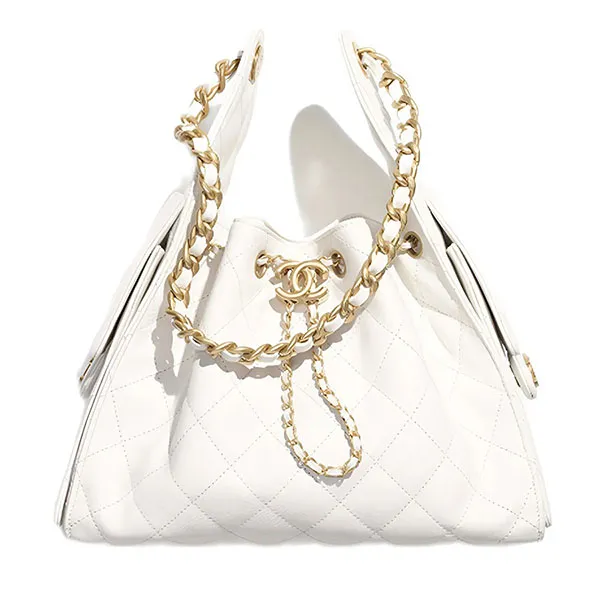 Túi Xách Tay Nữ Chanel Hobo S Cariva Small Handbag AS5293 B20304 10601 Màu Trắng