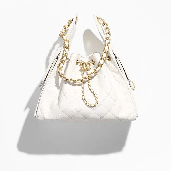 Túi Xách Tay Nữ Chanel Hobo S Cariva Small Handbag AS5293 B20304 10601 Màu Trắng