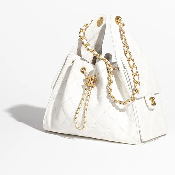 Túi Xách Tay Nữ Chanel Hobo S Cariva Small Handbag AS5293 B20304 10601 Màu Trắng
