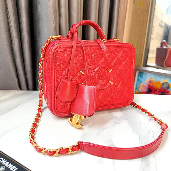 Túi Xách Tay Nữ Chanel Red CC Filigree Small Vanity Case Màu Đỏ - Túi xách - Vua Hàng Hiệu