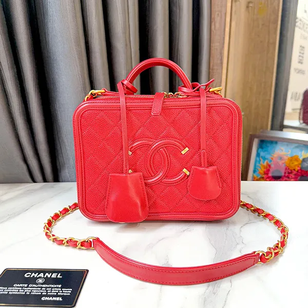 Túi Xách Tay Nữ Chanel Red CC Filigree Small Vanity Case Màu Đỏ - Túi xách - Vua Hàng Hiệu
