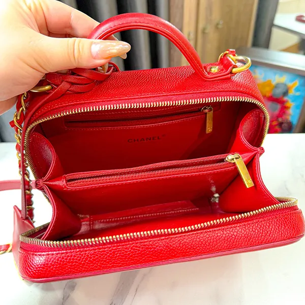 Túi Xách Tay Nữ Chanel Red CC Filigree Small Vanity Case Màu Đỏ - Túi xách - Vua Hàng Hiệu