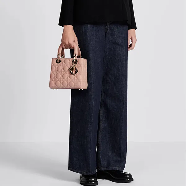 Túi Xách Tay Nữ Dior Small Lady Blush Cannage Lambskin M0538ONGE_M50P Màu Hồng - Túi xách - Vua Hàng Hiệu