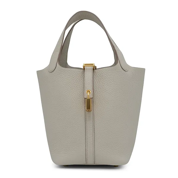 Túi Xách Tay Nữ Hermès Beton Clemence Picotin Lock 18 Gold Hardware Màu Xám - Túi xách - Vua Hàng Hiệu