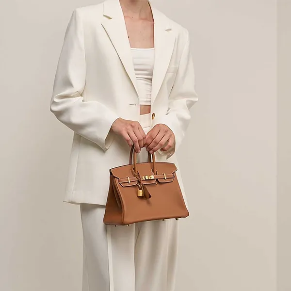 Túi Xách Tay Nữ Hermès Birkin 25 Swift Gold Màu Nâu Bò