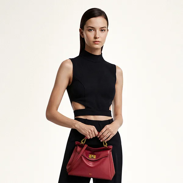 Túi Xách Tay Nữ JW Pei Lucia Classic Top Handbag Claret Màu Đỏ