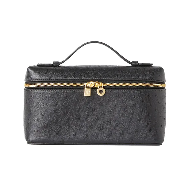Túi Xách Tay Nữ Loro Piana Extra Pocket L19 Ostrich Leather Màu Đen - Túi xách - Vua Hàng Hiệu