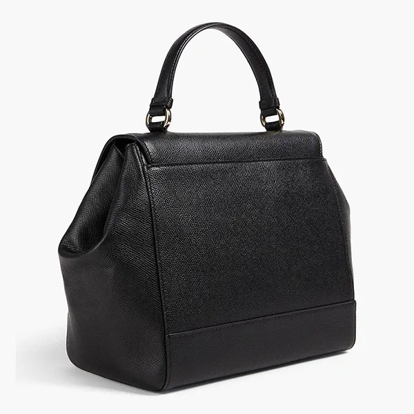 Túi Xách Tay Nữ Salvatore Ferragamo Bow-Detailed Pebbled-Leather Màu Đen - Túi xách - Vua Hàng Hiệu