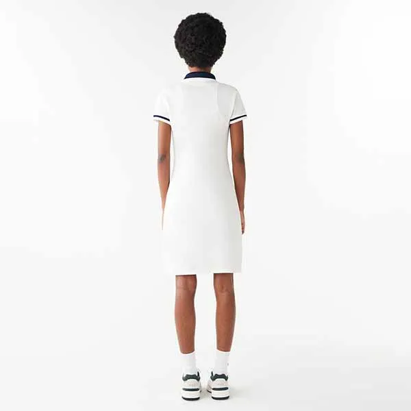 Váy Nữ Lacoste Wide Rib Knit Collar Polo Dress EF7284 10 EV0 Màu Trắng Size 36