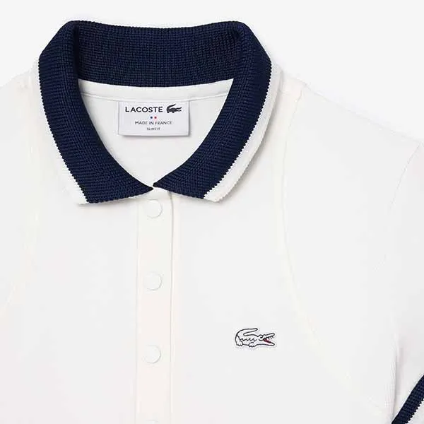 Váy Nữ Lacoste Wide Rib Knit Collar Polo Dress EF7284 10 EV0 Màu Trắng Size 36