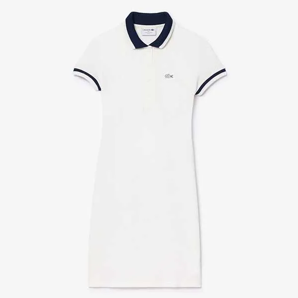 Váy Nữ Lacoste Wide Rib Knit Collar Polo Dress EF7284 10 EV0 Màu Trắng Size 36