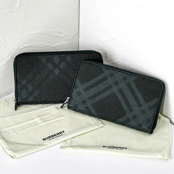 Ví Nam Burberry Checkered Jacquard Zip Wallet 8080738 B7325 Màu Xanh Green