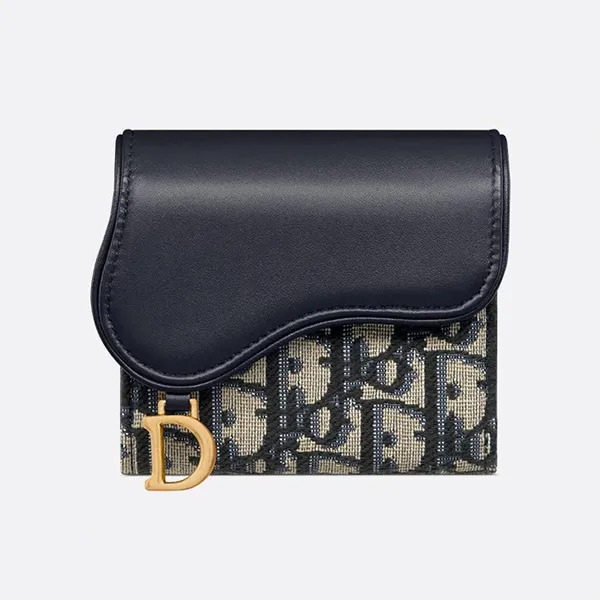 Ví Nữ Dior Saddle Lotus Wallet Màu Xanh