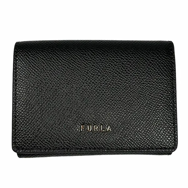 Ví Nữ Furla Tri-fold Wallet Leather Compact Logo Metal Màu Đen