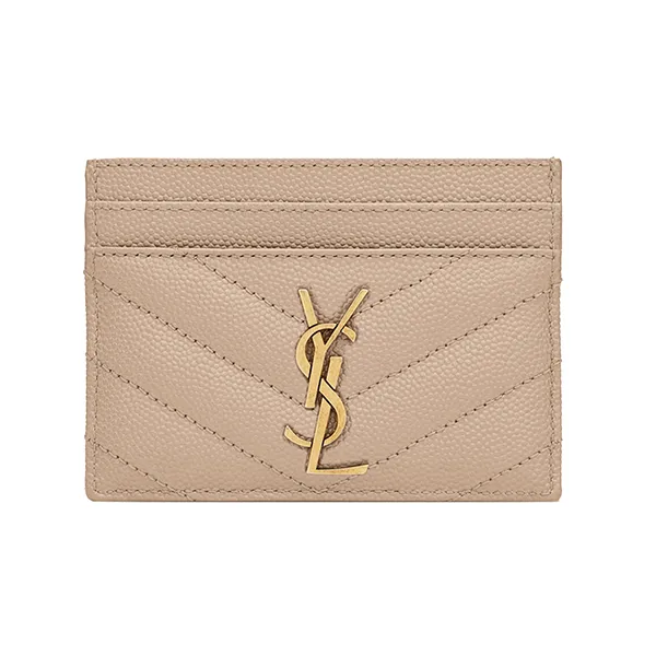 Ví Nữ Yves Saint Laurent YSL Cassandre Matelassé Card Case In Grain De Poudre Leather Màu Be - Túi xách - Vua Hàng Hiệu