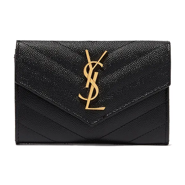 Ví Nữ Yves Saint Laurent YSLCassandre Small Envelope Wallet in Matelassé Leather Màu Đen - Túi xách - Vua Hàng Hiệu