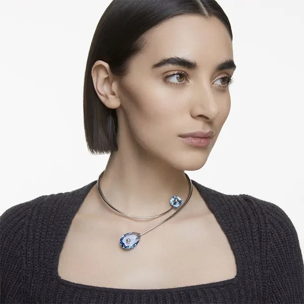Vòng Cổ Nữ Swarovsk Numina Necklace 5625314 Màu Bạc Phối Xanh Dương