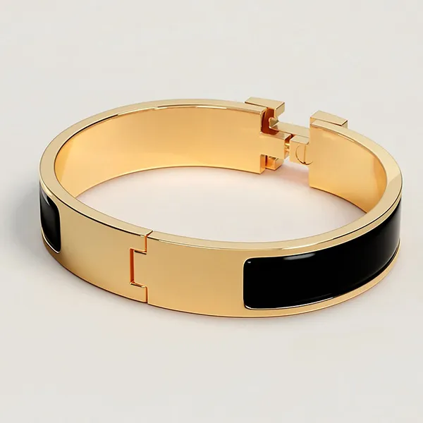 Vòng Đeo Tay Nữ Hermès Clic H Bracelet Màu Vàng Đen