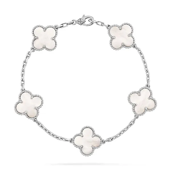 Vòng Đeo Tay Nữ Van Cleef & Arpels Vintage Alhambra Bracelet, 5 Motifs VCARF48400 Màu Trắng - Trang sức - Vua Hàng Hiệu