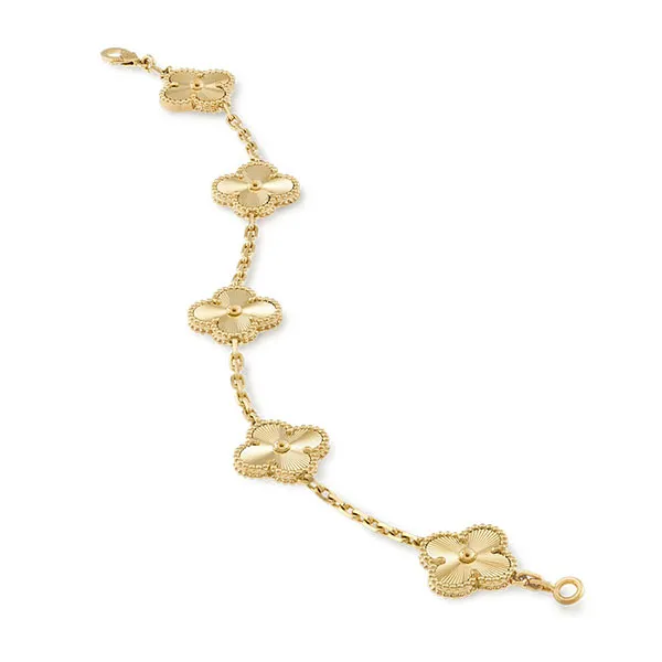 Vòng Đeo Tay Nữ Van Cleef & Arpels Vintage Alhambra Bracelet, 5 Motifs VCARP3JK00 Màu Vàng