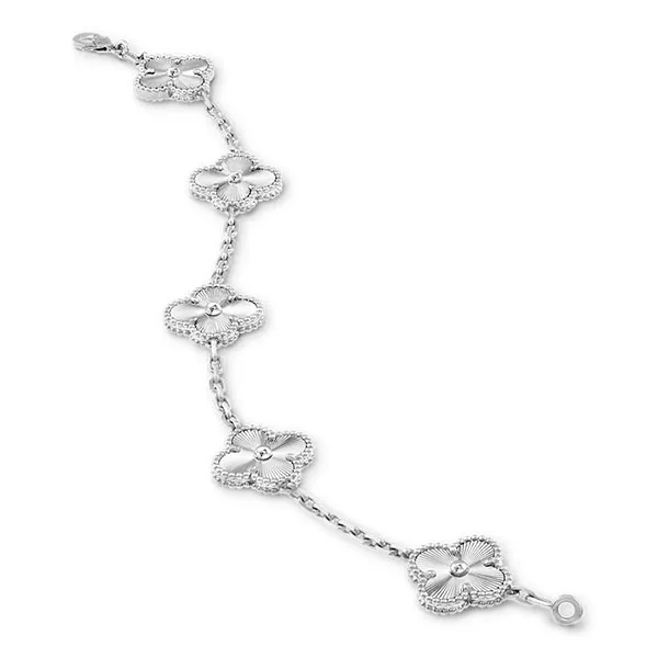 Vòng Đeo Tay Nữ Van Cleef & Arpels Vintage Alhambra Bracelet, 5 Motifs VCARP9XE00 Màu Bạc - Trang sức - Vua Hàng Hiệu
