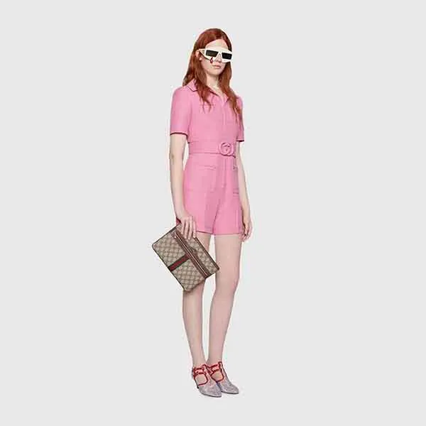 Túi Cầm Tay Gucci Ophidia GG Supreme Pouch Màu Be Phối Nâu - Túi xách - Vua Hàng Hiệu