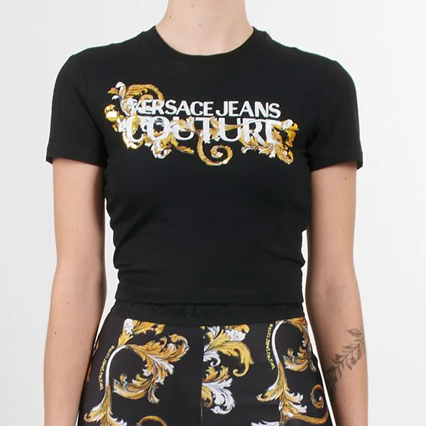 Áo Croptop Nữ Versace Barooque Crop T-Shirt 78HAHC05 CJ02C G89 Màu Đen Size M - Thời trang - Vua Hàng Hiệu