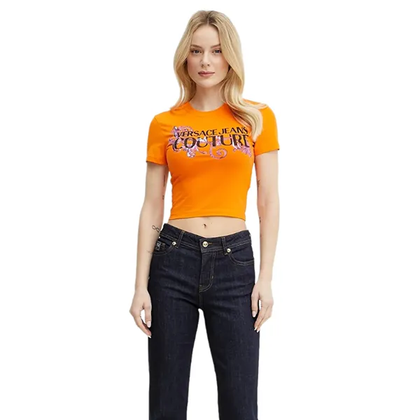 Áo Croptop Nữ Versace Jeans Couture Crop T-Shirt 78HAHC05 CJ02C 565 Màu Cam Size M - Thời trang - Vua Hàng Hiệu