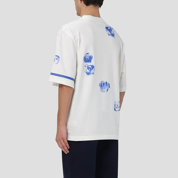 Áo Phông Nam Burberry Rose Print In White 8081394 Tshirt Màu Trắng Size M