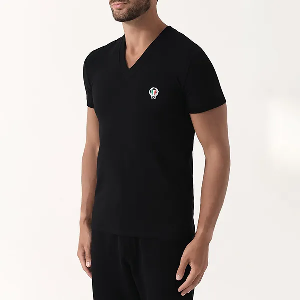 Áo Phông Nam Dolce & Gabbana D&G Crest Logo V Neck T-Shirt Màu Đen Size S - Thời trang - Vua Hàng Hiệu