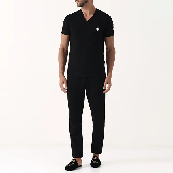 Áo Phông Nam Dolce & Gabbana D&G Crest Logo V Neck T-Shirt Màu Đen Size S - Thời trang - Vua Hàng Hiệu