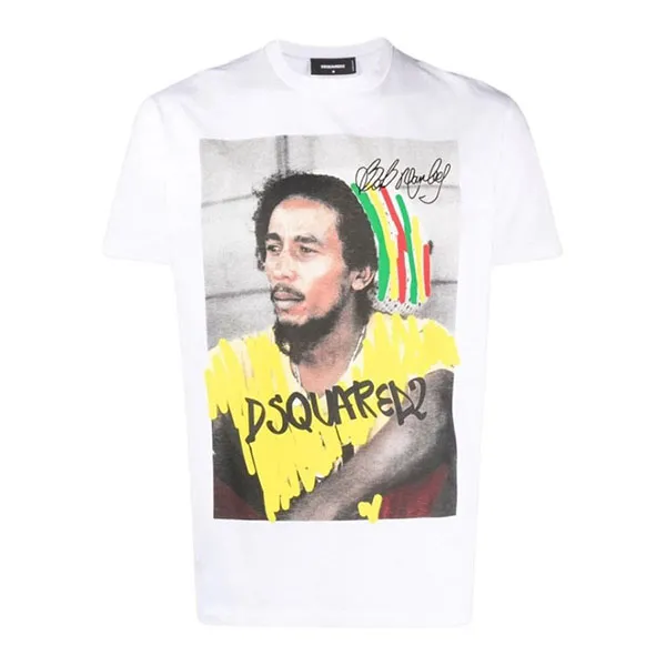Áo Phông Nam Dsquared2 White With Bob Marley Printed S71GD1250 S23009 100 Tshrit Màu Trắng Size XS - Thời trang - Vua Hàng Hiệu